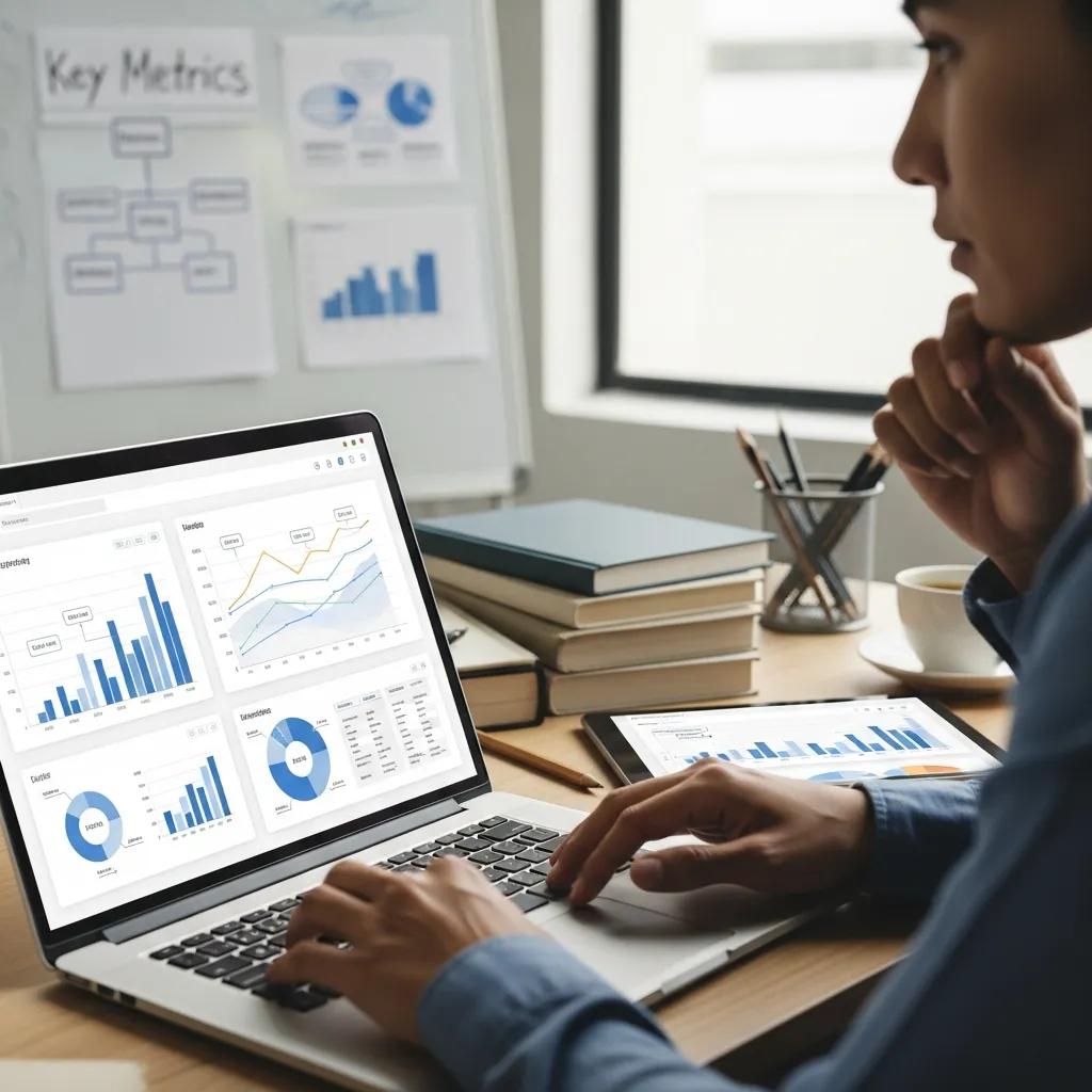 Close-up of a laptop showing data visualisations, emphasising key analytics skills