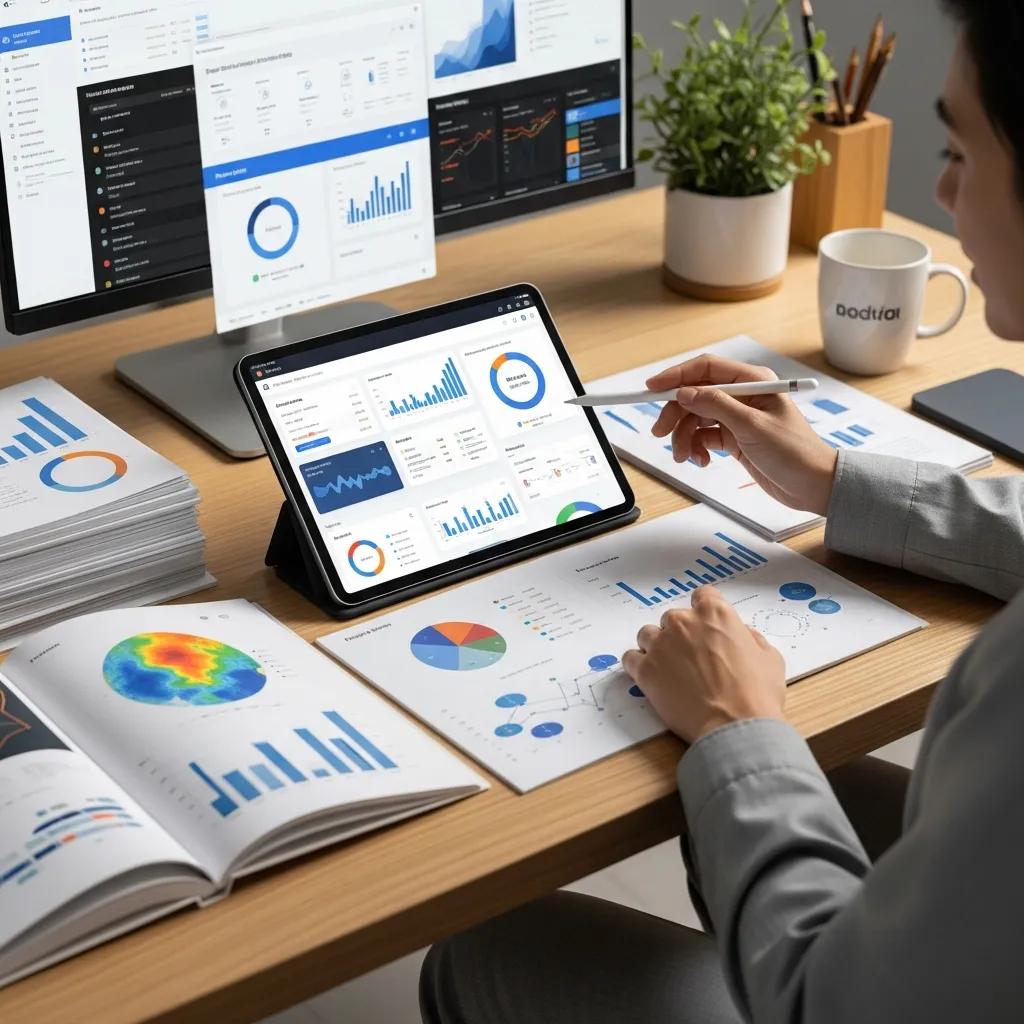 Person reviewing a portfolio of data projects and visualisations